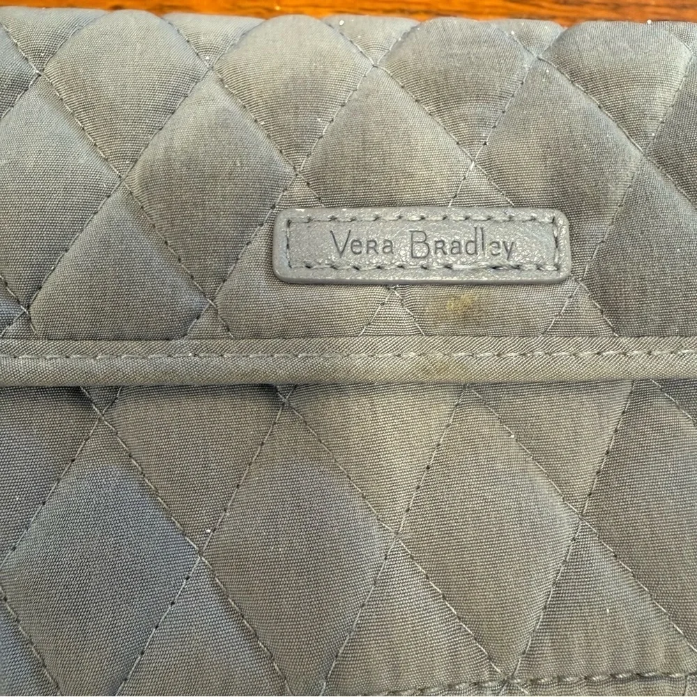 Vera Bradley Gray Quilted Wristlet with Zipper Closure removable straps